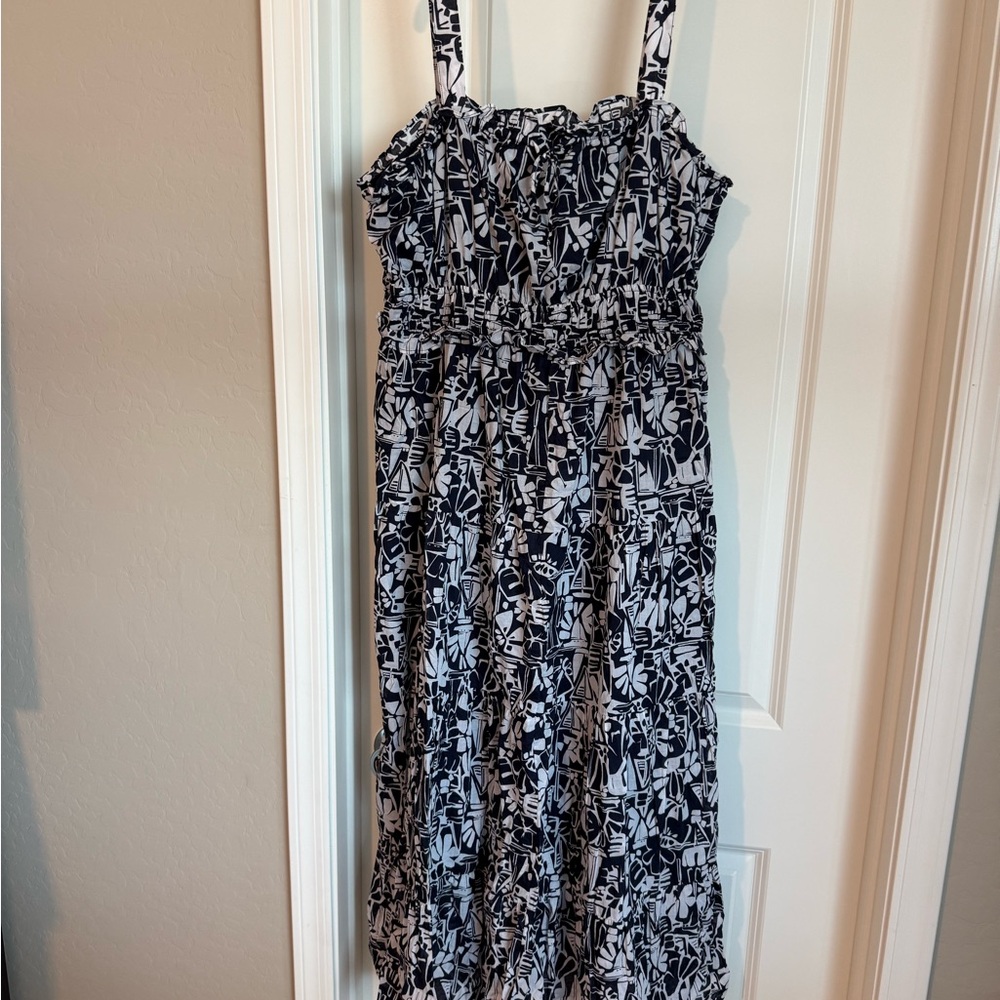 Nautica Black and White Floral Maxi Dress